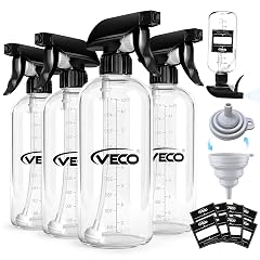 Veco 500mL 17oz Graduated Spray Bottles 4-Pack 360 Any-Angle Spraying for Easy Dilution Leak-Resistant spray bottles for Cleaning