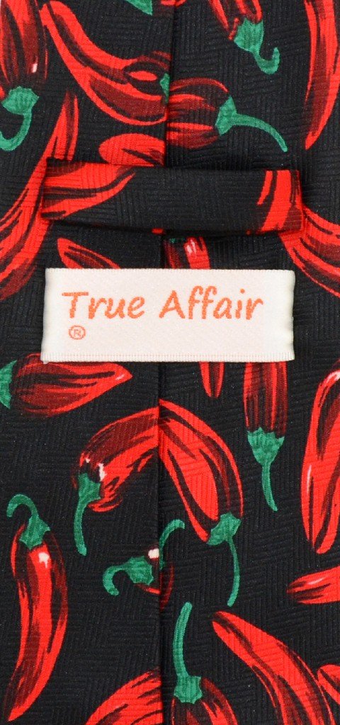 True Affair Red Chili Pepper NeckTie Hot Pepper Chilli Pepper Design Mens Neck Tie