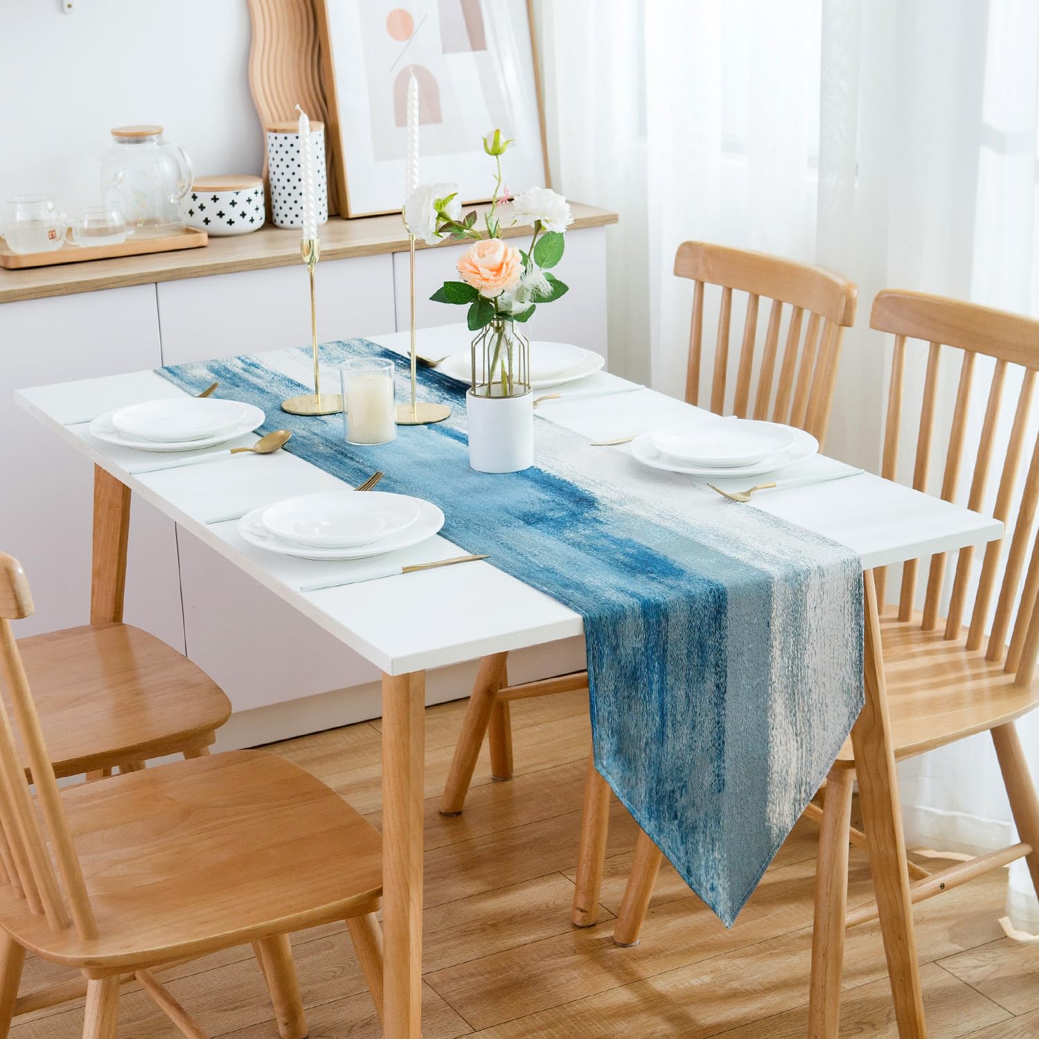 Runner Da Tavolo Moderno Bianco E Nero - Motivo Marmo, 33x183 Cm, Poliestere, Lavabile, Per Casa E Feste - Foto 6