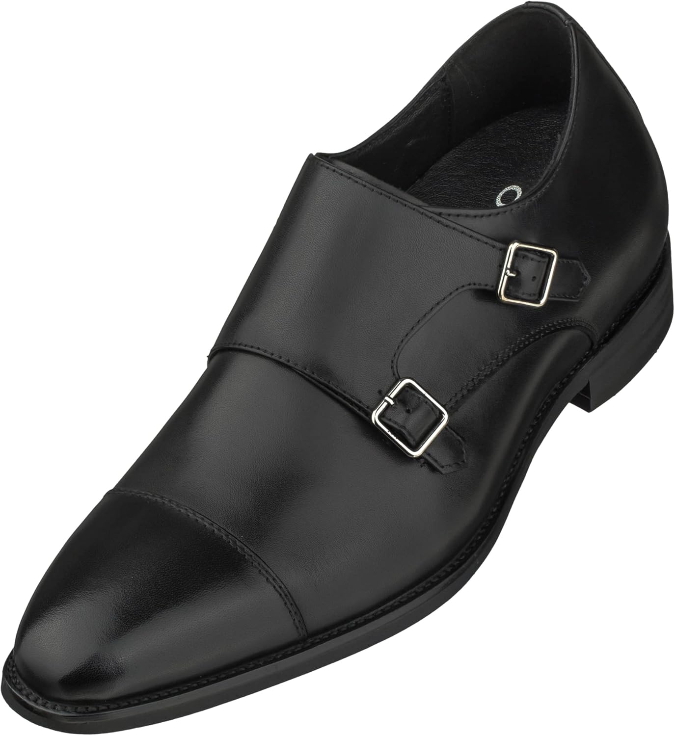 CALTO Men's Invisible Height Increasing Elevator Shoes - Black Premium Leather Slip-on Lightweight Casual Loafers - 3 Inches Taller - S3506 - Size 9 D(M) US