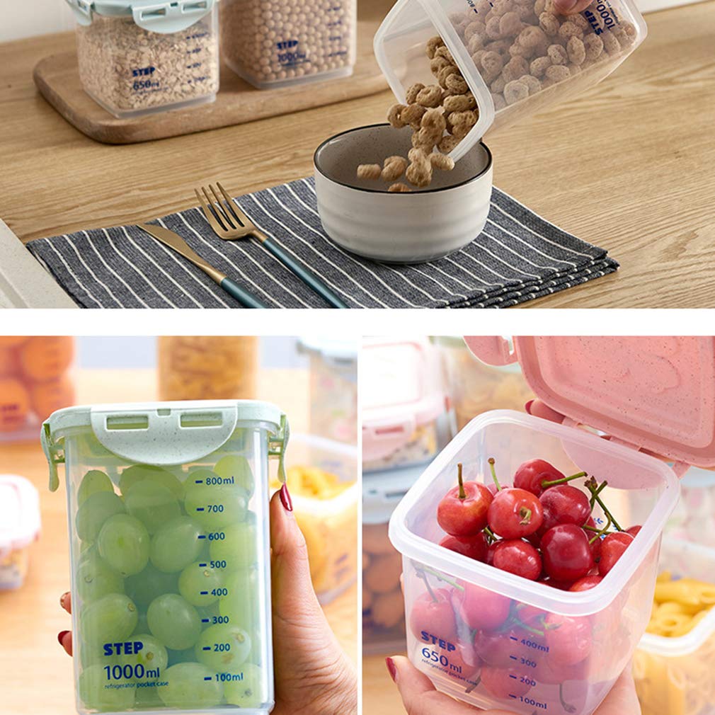 Contenitori Alimentari, Plastica Contenitori per la Conservazione degli Alimenti con Coperchi per la Conservazione Ideale per caffè, Riso, B