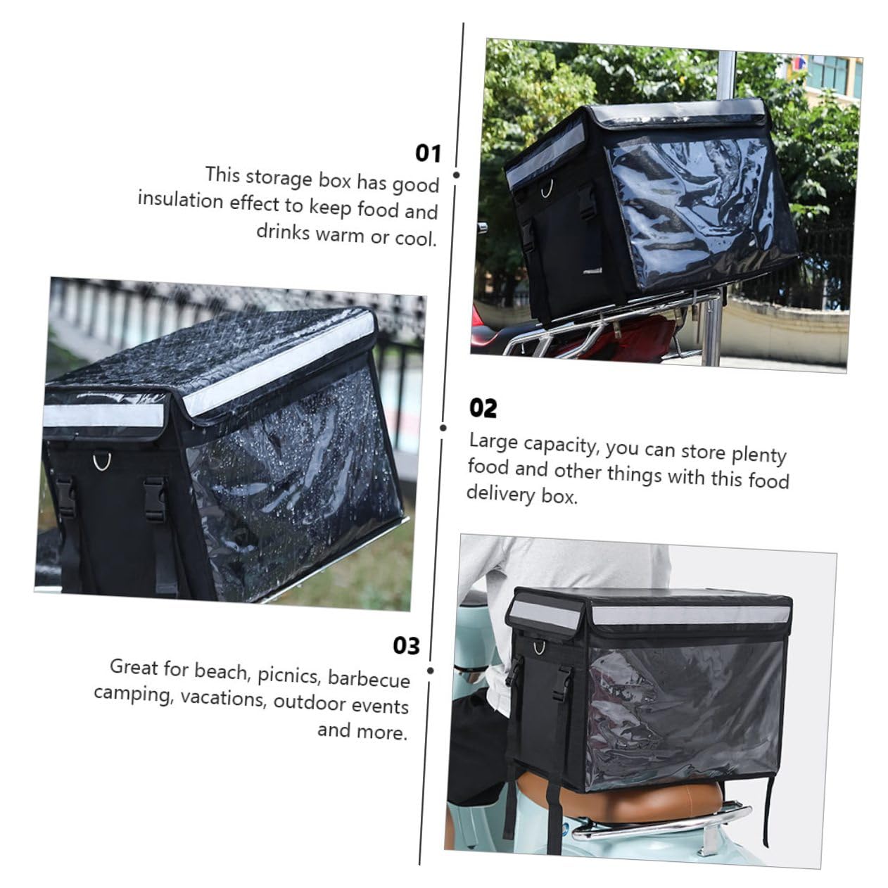 Contenitore Termico per Alimenti 32l Oxford Isolamento e Rivestimento in Alluminio per Barbecue e Campeggio Outdoor