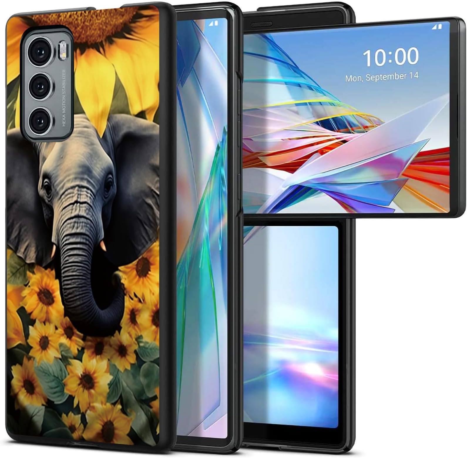 Sunflower Elephant for LG Wing 5G 6.8" Phone Case, Slim Phone Case for LG Wing (2020), Hard PC Shookproof Wireless Charging Men/Women Cover for LG Wing 5G