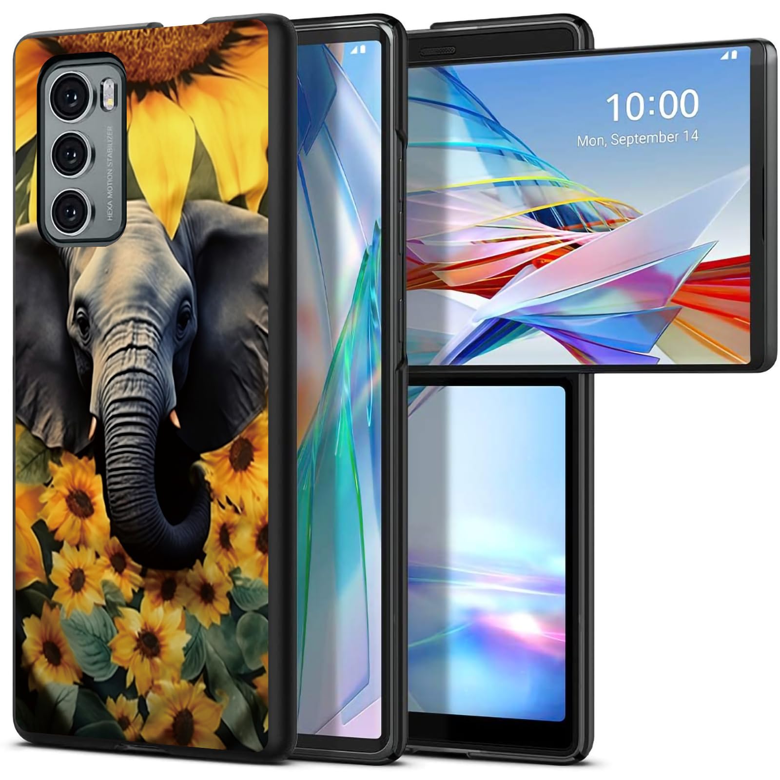Sunflower Elephant for LG Wing 5G 6.8" Phone Case, Slim Phone Case for LG Wing (2020), Hard PC Shookproof Wireless Charging Men/Women Cover for LG Wing 5G