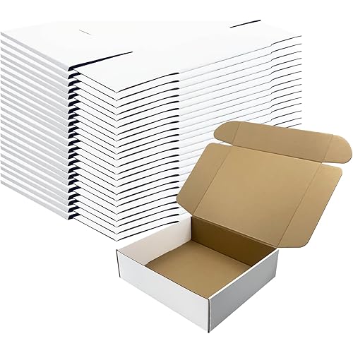 11x10x3 Inches White Shipping Boxes Set of 25，Cardboard Boxes Recyclable Corrugated Boxes Mailers for Small Business, Transporting, Packaging Storage Boxes and Craft Gifts Giving Products Box