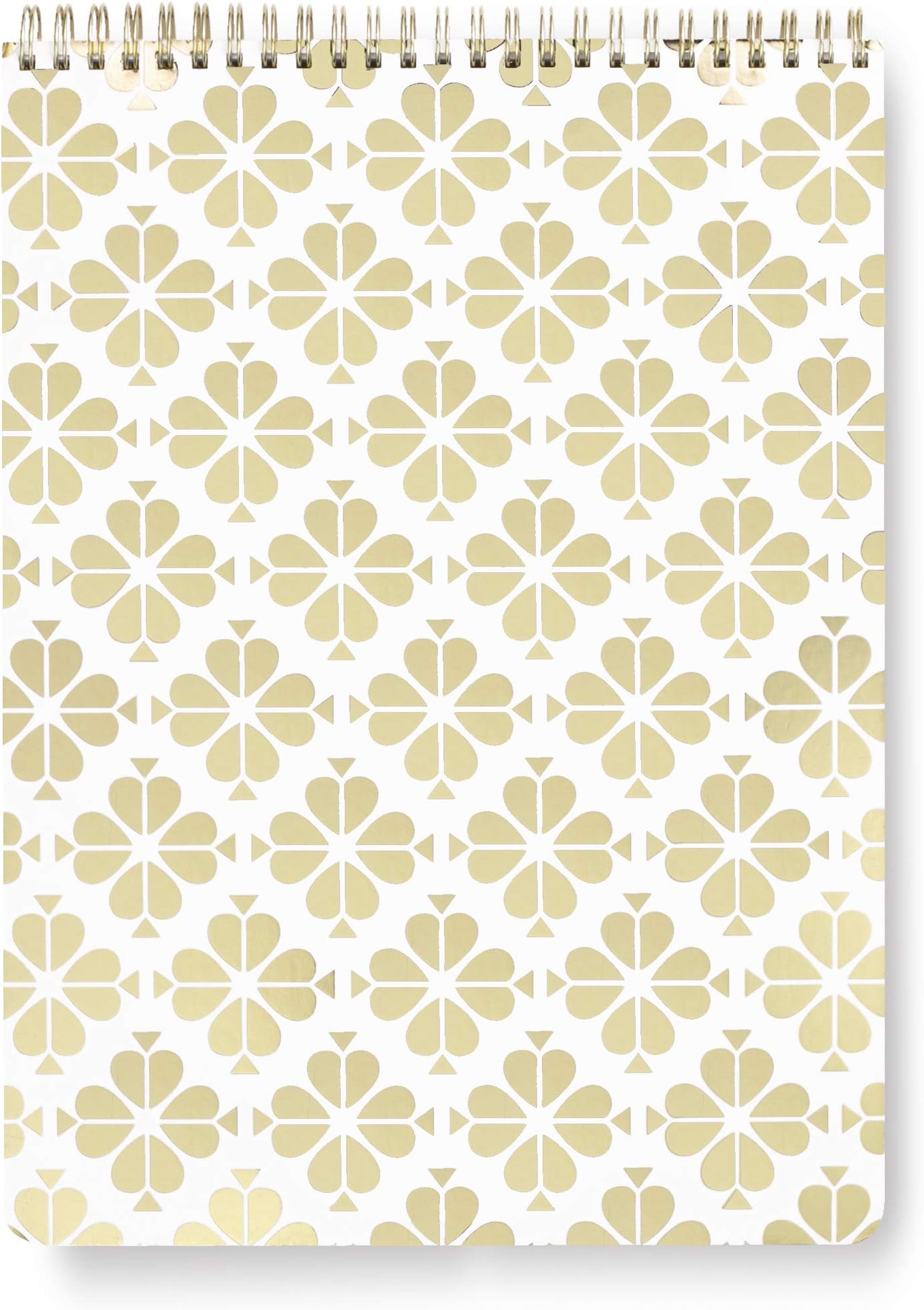 Large Top Spiral Notebook with 160 Lined Pages, Gold Spade Floral