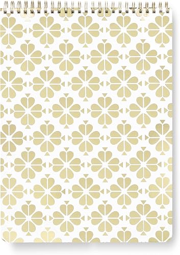 Kate Spade New York Large Top Spiral Notebook with 160 Lined Pages College Ruled, 11" x 8.5" Blank Hardcover Journal, Gold Spade Floral