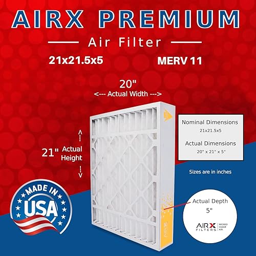 Miniatura 2 de AIRX FILTERS WICKED CLEAN AIR. Filtro de aire MERV 11 de 21 x 21.5 x 5 compatible con filtro de horno Trane BAYFTAH21M, paquete de 2