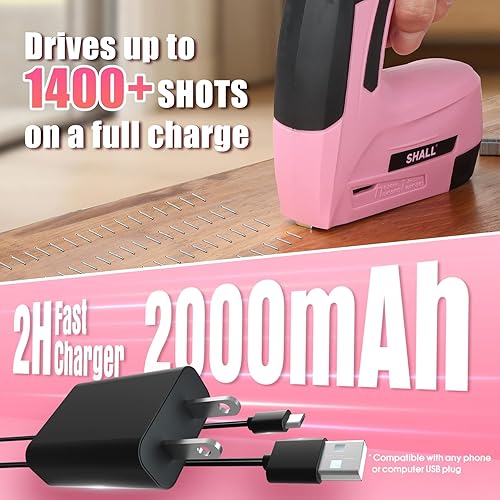 Miniatura 3 de SHALL Pistola de grapas eléctrica rosa y kit de herramientas rotativas inalámbricas