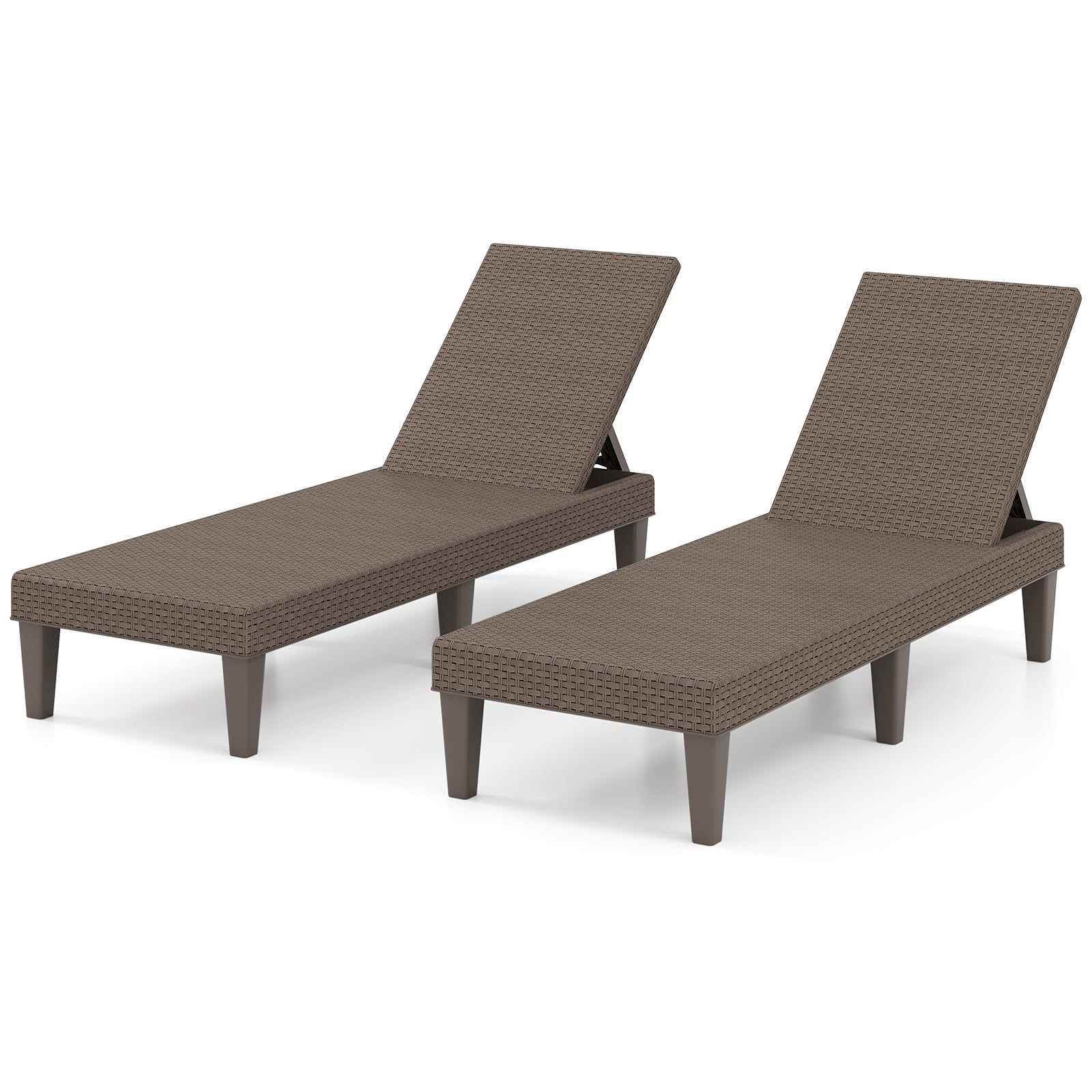 HAPPYGRILL Chaise Lounge Chair, Outdoor Rattan Recliner Lounger with 3-Position Backrest, Adjustable Sunbathing Tanning Chair, Patio Furniture for