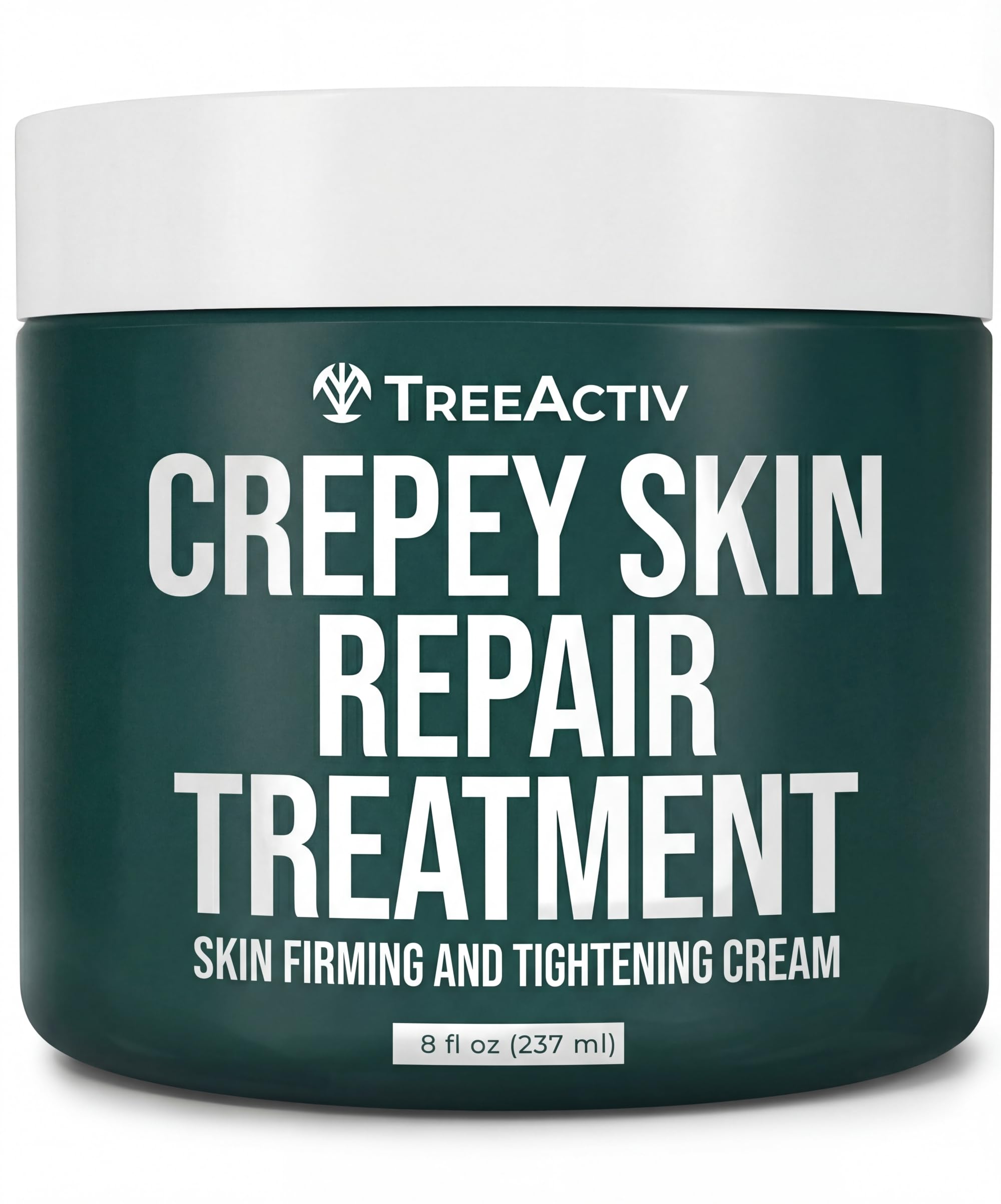 TreeActiv Crepey Skin Repair Cream, 8 oz Firming Body & Neck Cream with Hyaluronic Acid, Glycolic Acid & Shea Butter, Helps Crepey Skin Look Smoother, 500+ Uses
