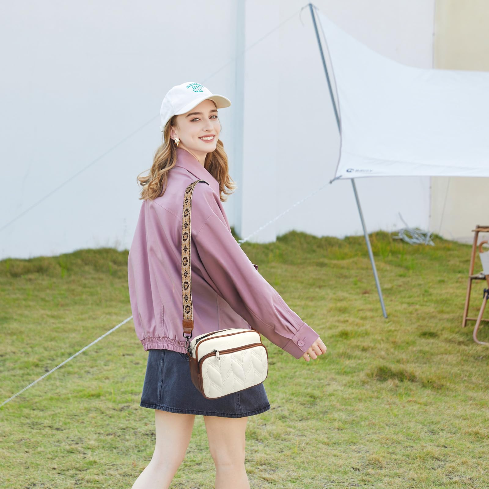 JEPACXOR Small Corssbody Purses For Women Cross Body Handbags Vegan Leather Crossbody Bags With Wide Shoulder Strap