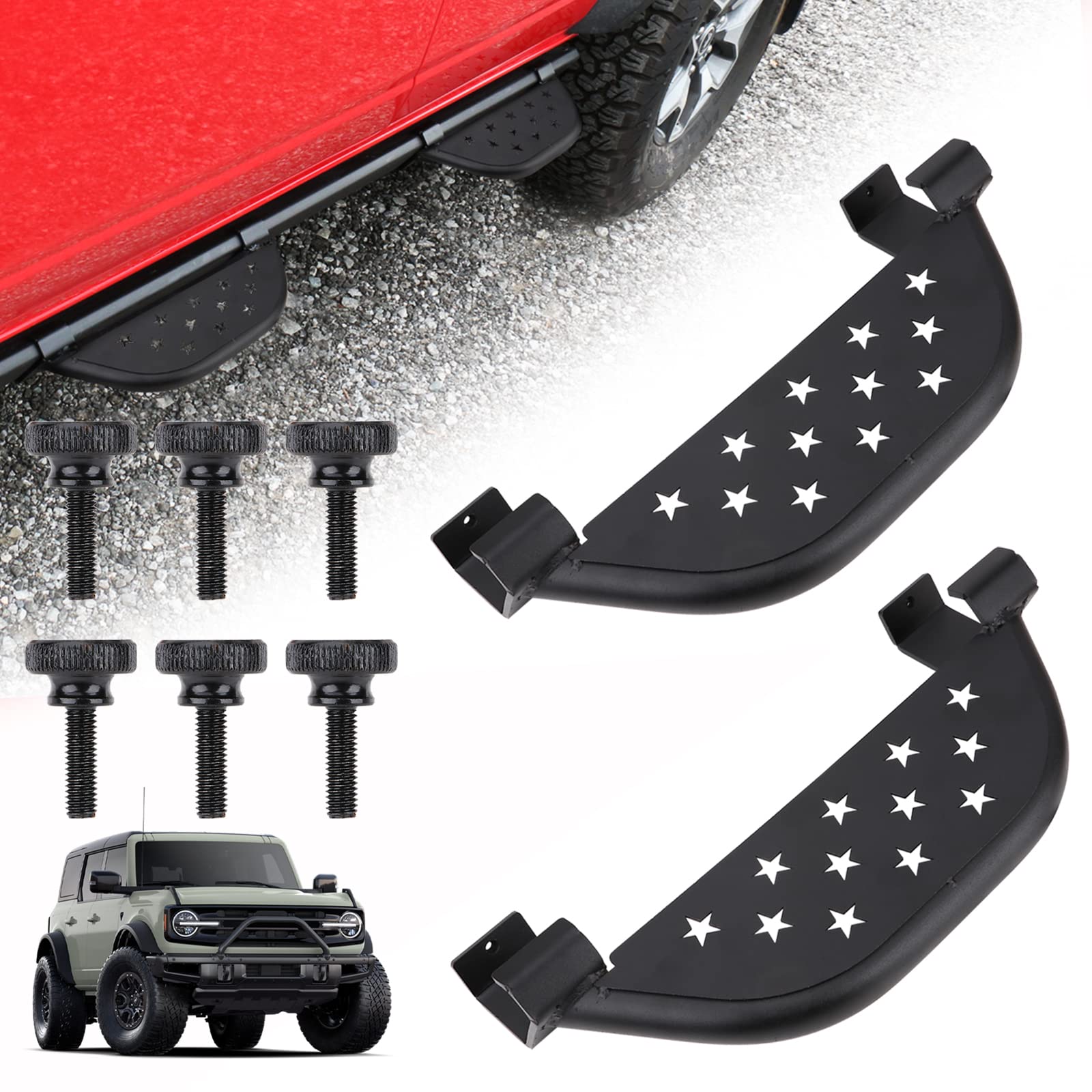Photo 1 of Side Steps for Bronco Accessories 2/4 Doors 2021 2022 2023 Heavy Duty Side Drop Step Running Boards for Ford 2PCS (Star)