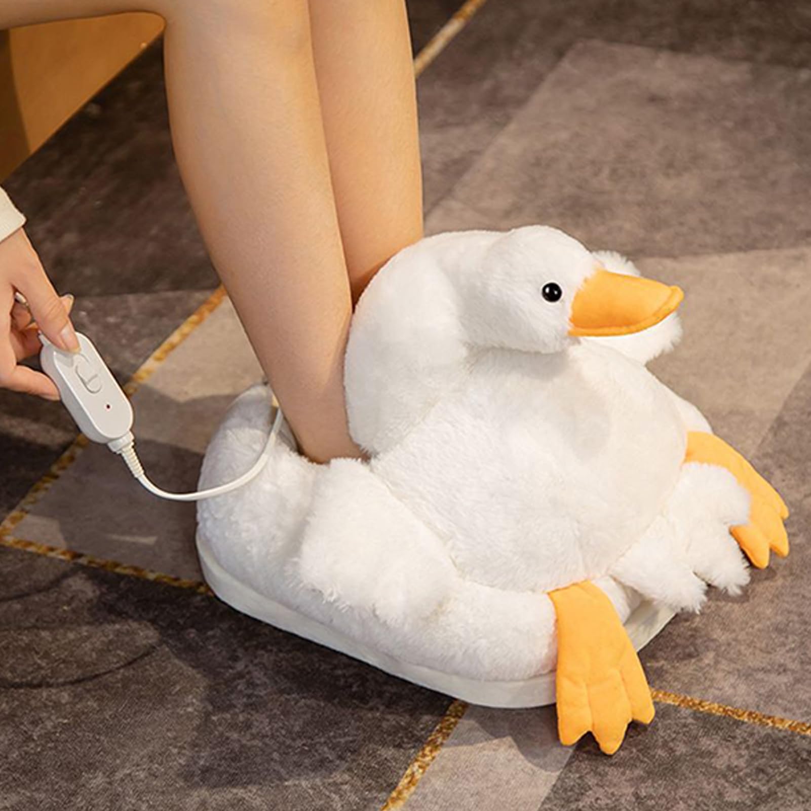 Chauffe-Pieds - Coussin Chauffant Électrique pour Pieds Design Cygne - Appareil Silencieux Température Réglable pour Repos Fauteuil Lit Camping Bibliothèque Spa Bureau Travail