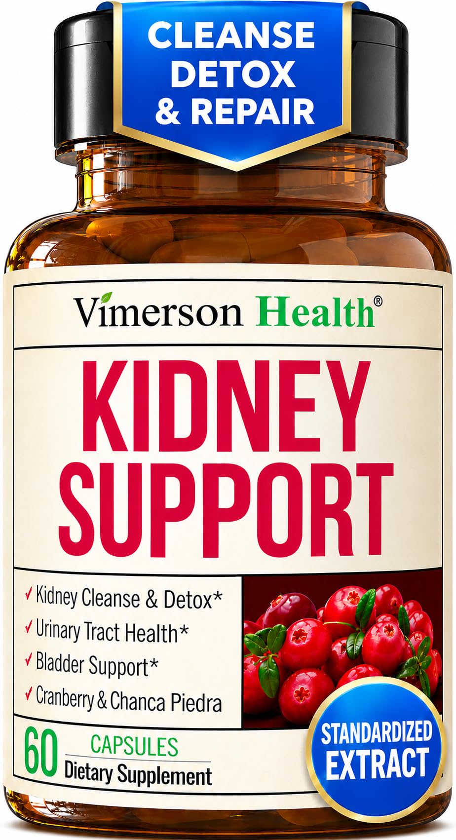 Kidney Support Supplement – Kidney Cleanse Detox & Repair – 60 Capsules