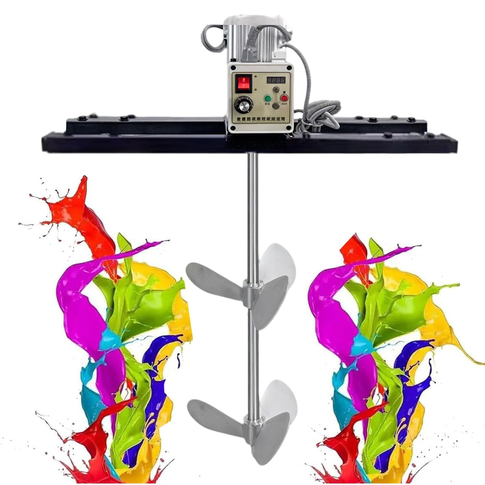 Agitador eléctrico de 2100 W - Mezclador de alto par para pintura, velocidad ajustable 200-3000 RPM, soporte reversible y extensible para uso en bolsas y tanques IBC
