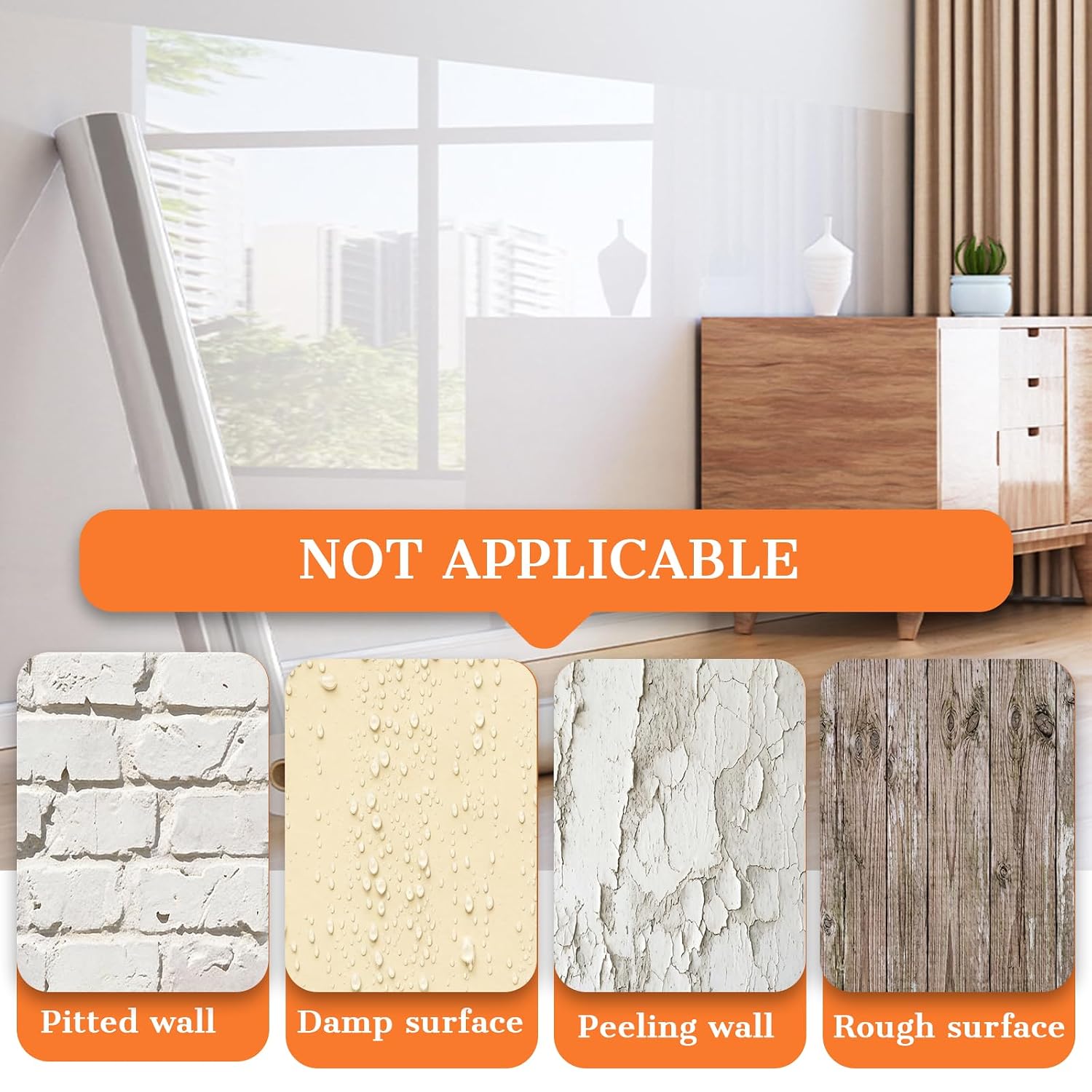 Clear Electrostatic Wall Protector，Non Adhesive Wall Protector Film 16.4ft