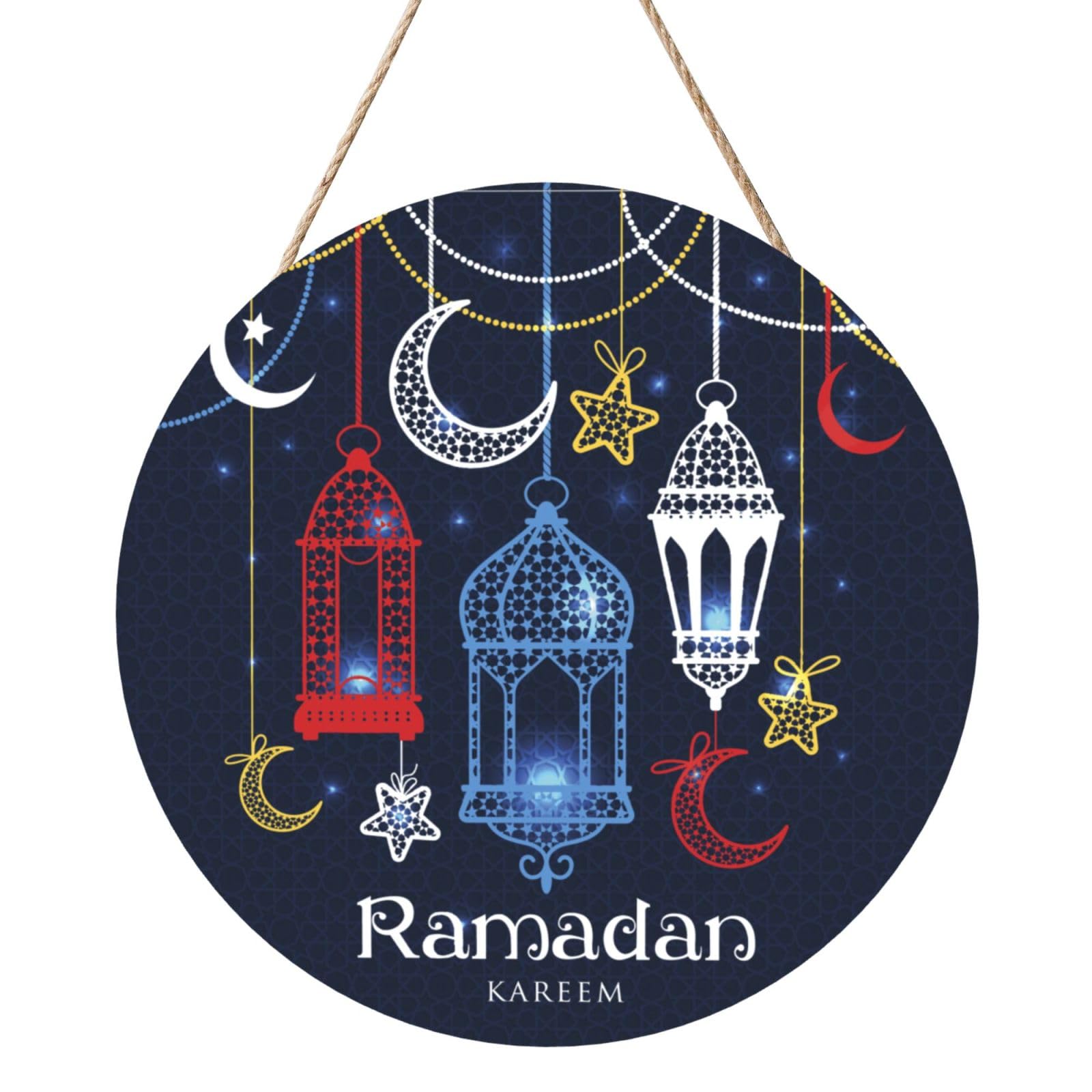 Ramadan Kareem Door Signs Plaques Wood Welcome Sign For Front Door Wall Hanging For Home Farmhouse Office Classroom Party Decoration