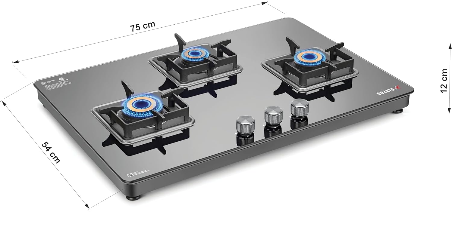 Sujata Premium 3-Burner gas stove measurements