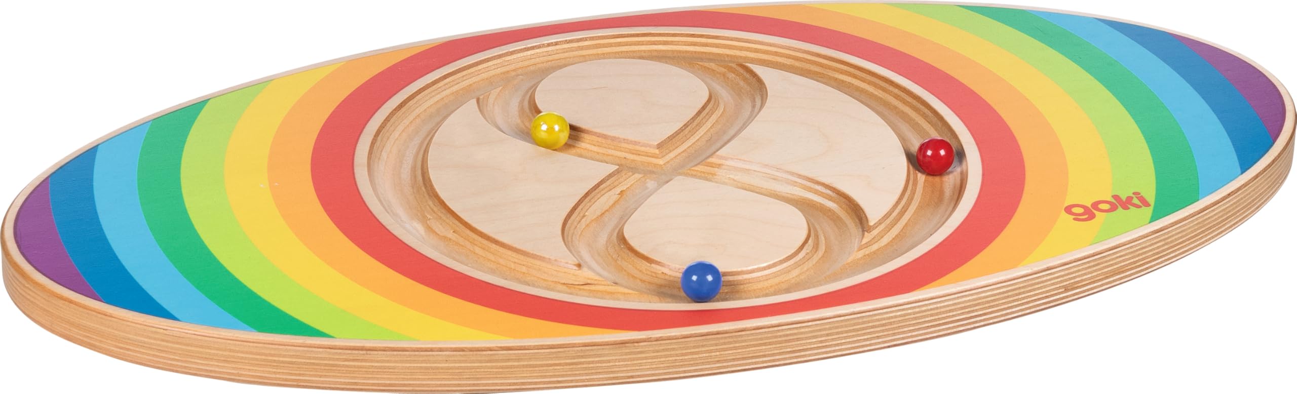 goki Evolution 59962 Labirinto Lot de 4 planches d'équilibre en bois avec 3 balles colorées à équilibrer, favorise la motricité et la coordination œil-​main, fabriquées en Allemagne, 55 cm x 29 cm x 4