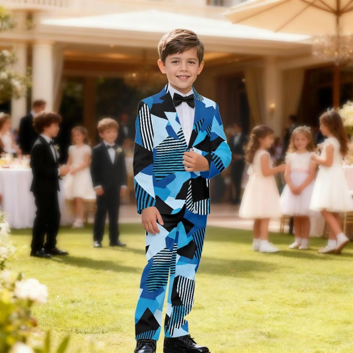 AFPANQZ Boy Suits for Weddings Blazer Pants Set with Pockets Casual Suit Classic Kids 2 Piece Sport Coats Outfits for 5-14Y