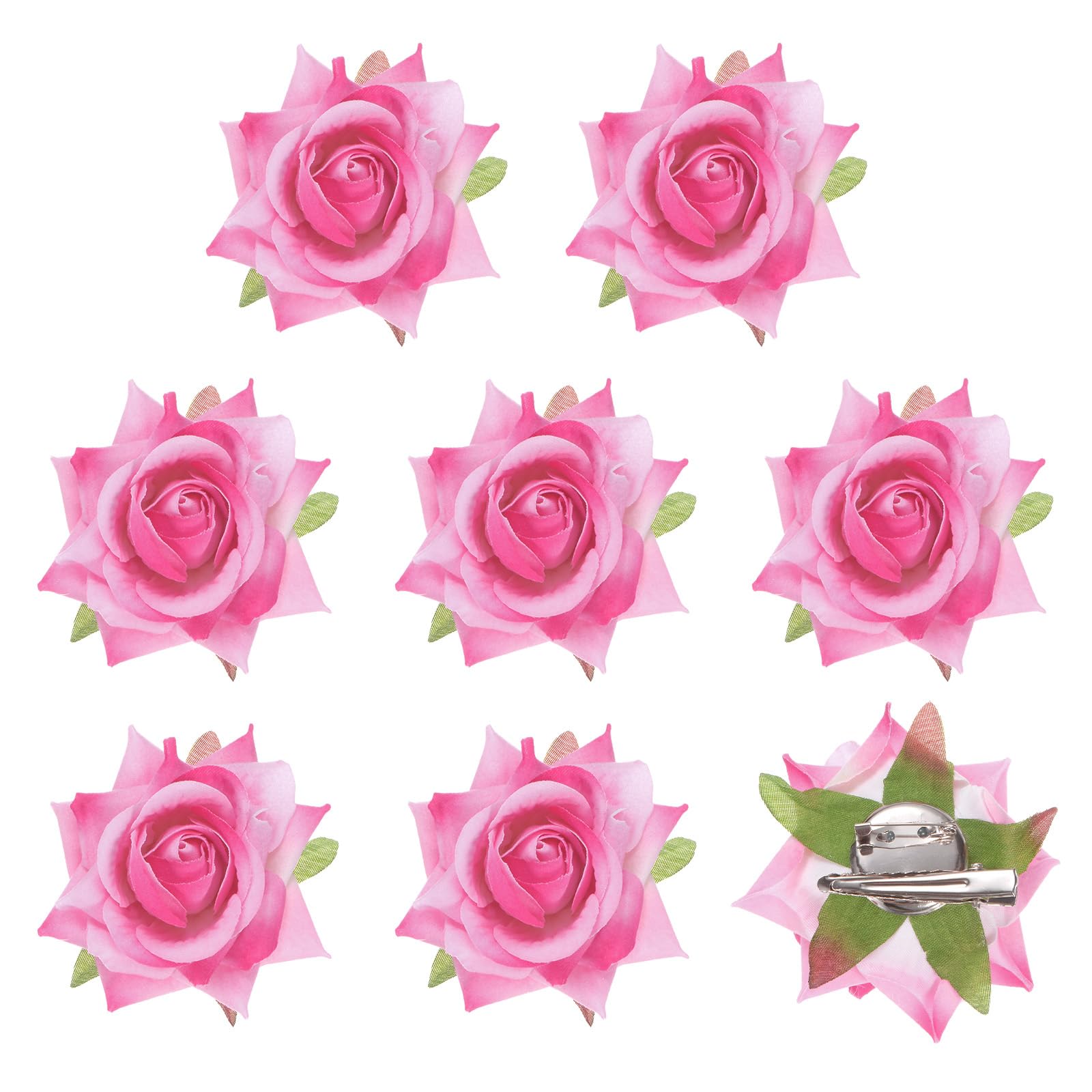 M METERXITY 8-Pack Light Pink Floral Hair Clips, 2.56 Inch Flower Hairpin Cloth Brooch for Women's Hair Accessories