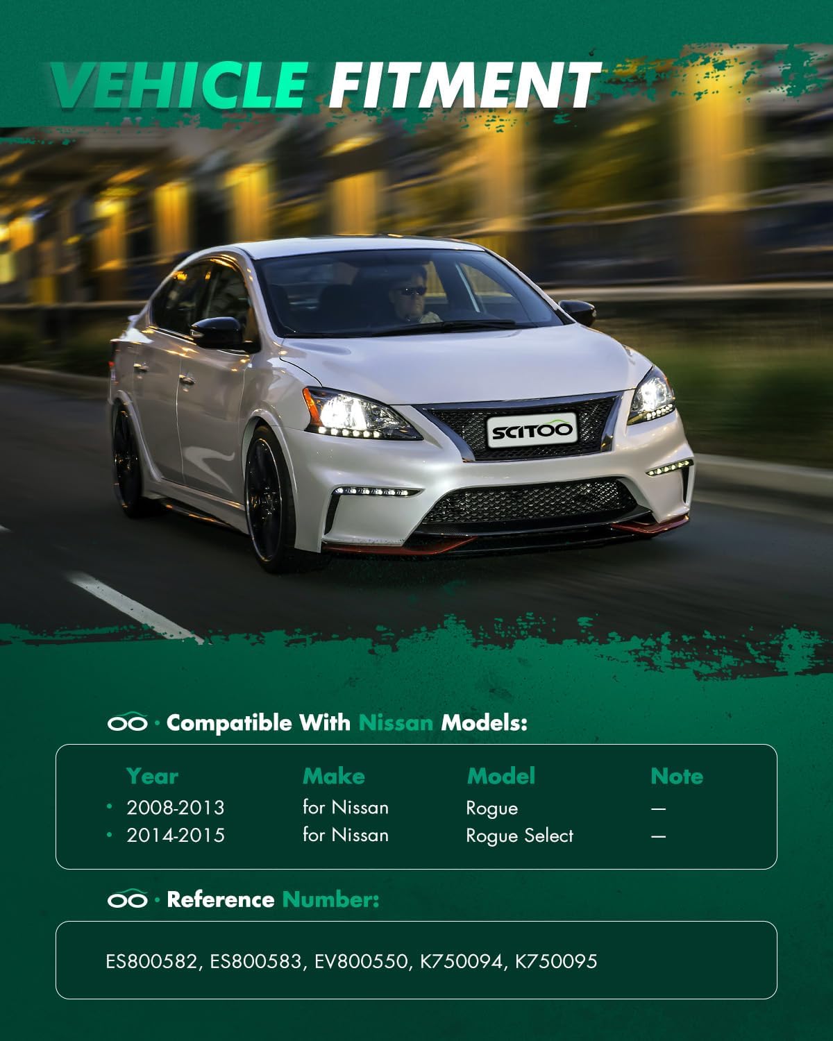 SCITOO 6pcs Front Suspension Kit Inner Outer Tie Rod Ends Sway Bar Links fit for 2008-2013 for Nissan Rogue 2014-2015 for Nissan Rogue Select