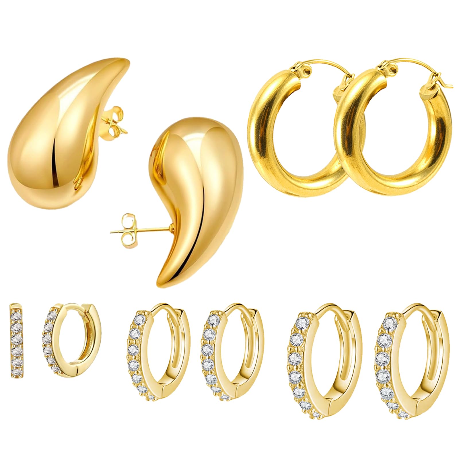 DKDDSSS 5 pares Pendientes Mujer Oro, Oro Aros Pequeños Pendientes, Pendientes Dorados Mujer, Conjunto de Aros Pendientes, para Mujeres y Hombres