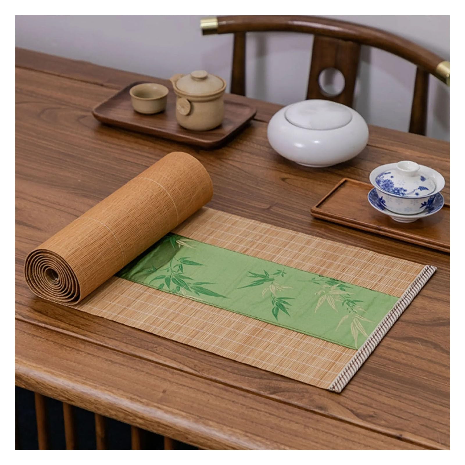 Runner da tavola in bambù, tovagliette lavabili in stile giapponese, per tavolo da pranzo e cucina, tovaglia versatile per casa da tè, 30 x 60 cm