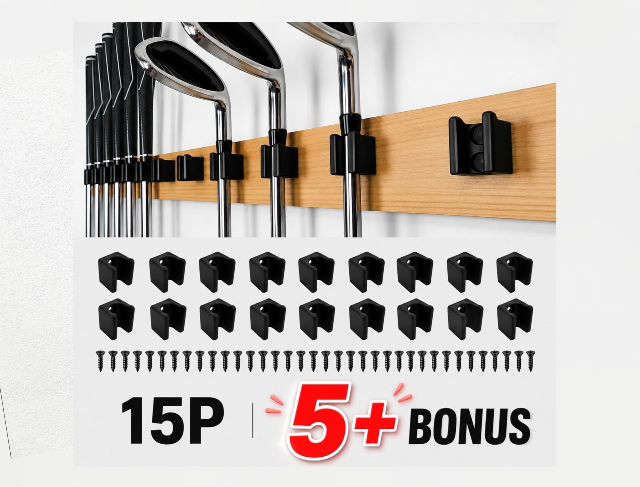 Lot de 20 supports muraux pour club de golf, support mural, support (gris, 15 mm)
