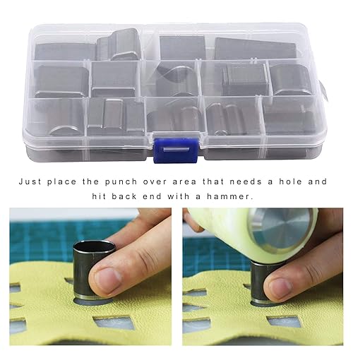 Miniatura 5 de Juego de 39 piezas de cortador de perforación hueco con forma de cuero, arcilla polimérica, kit de perforación de joyas con estuche portátil,