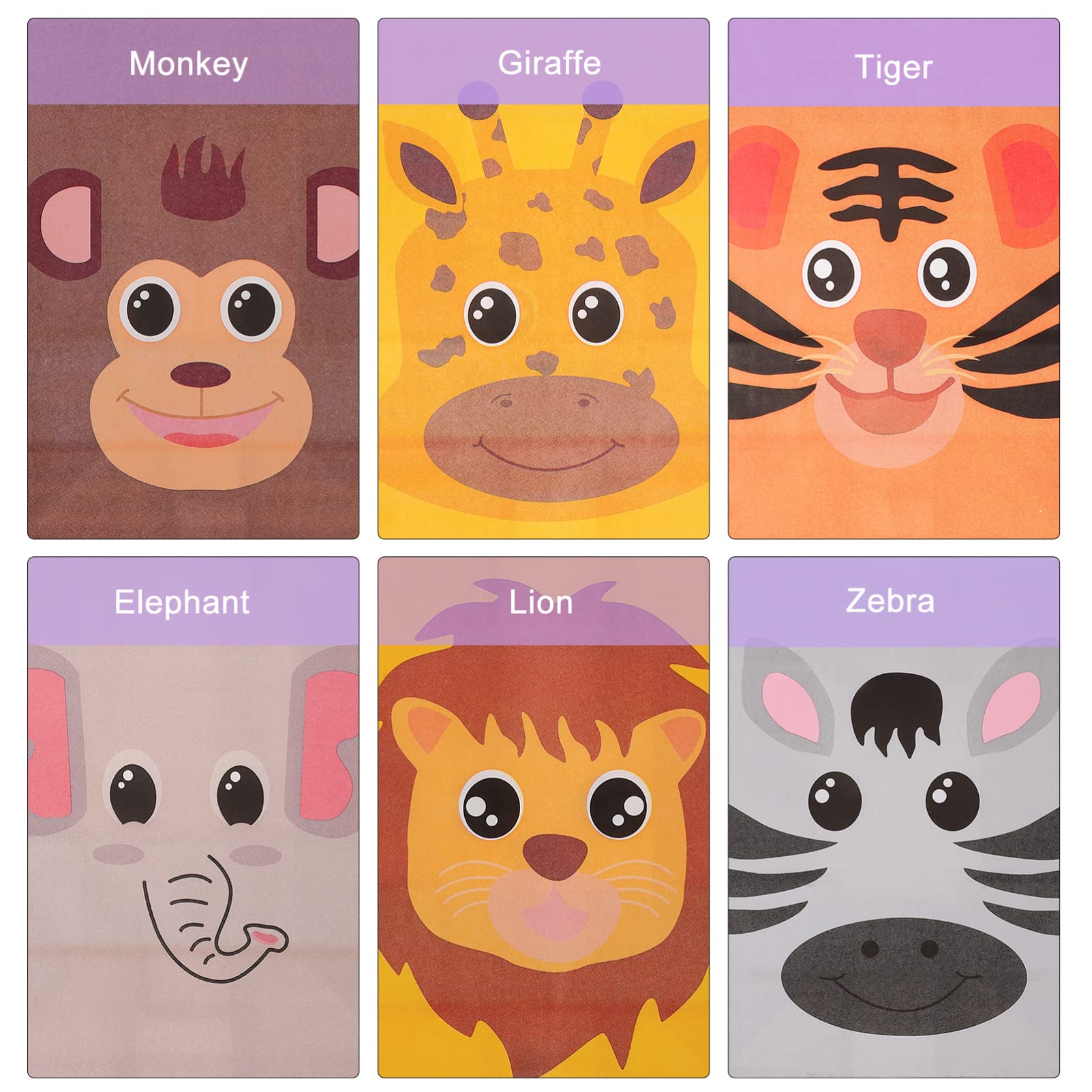 Operitacx 24 Sacchetti Regalo in Carta Kraft Manici, Decorazione Animali per Feste di Compleanno Bambini, Formato Medio 21x15x8cm, Shower e Ringraziamenti