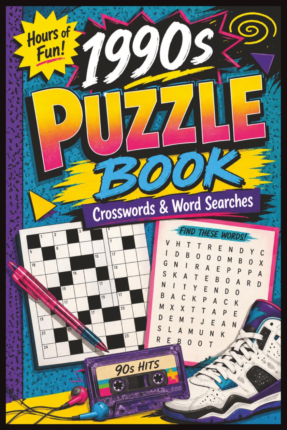 1990s Puzzle Book Crosswords & Word Searches: Crossword Puzzles and Word Searches with Easy to Read Print about nostalgic and iconic things from the ... | Gift for vacations, Holidays and Relaxation