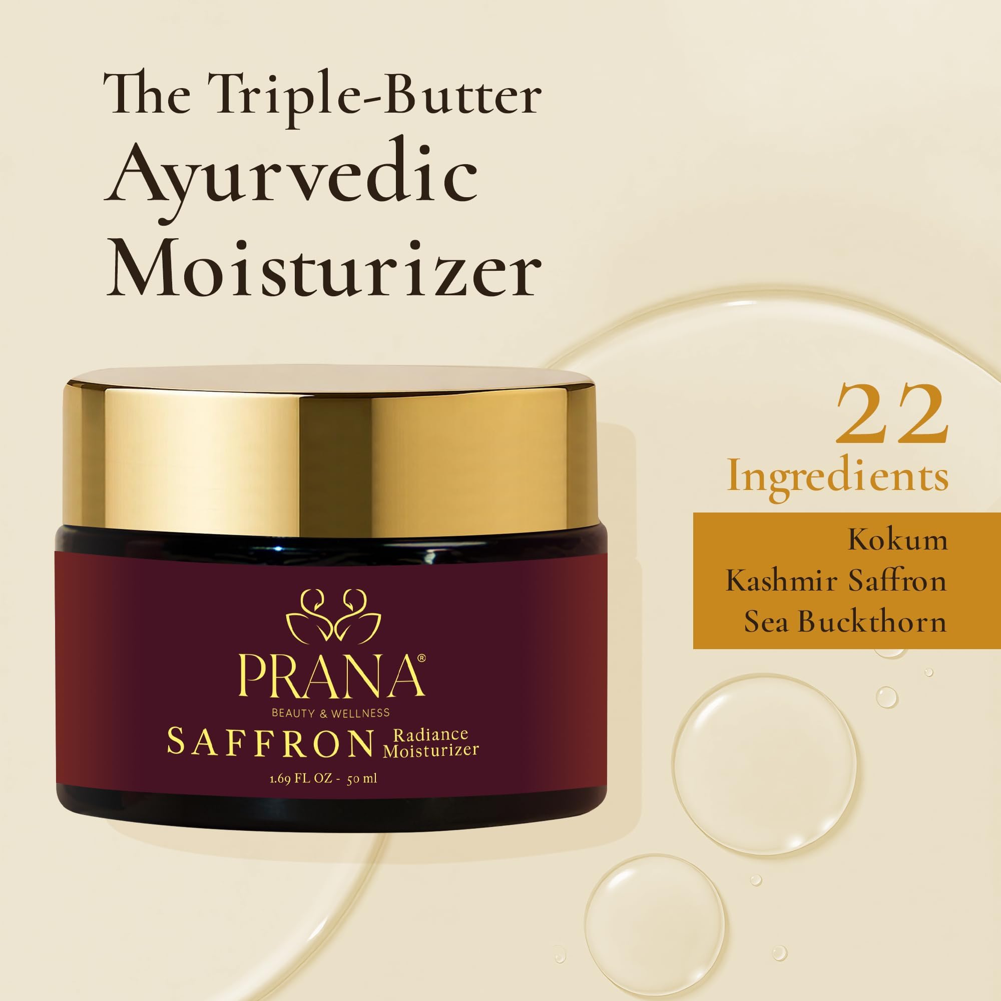 Prana Ashwagandha Crème hydratante de jour - 50 ml - Soin naturel de la peau - Ingrédients ayurvédiques - Hydratation optimale - Sans parfum - Infusé avec de l'ashwagandha bio - Crème pour le visage