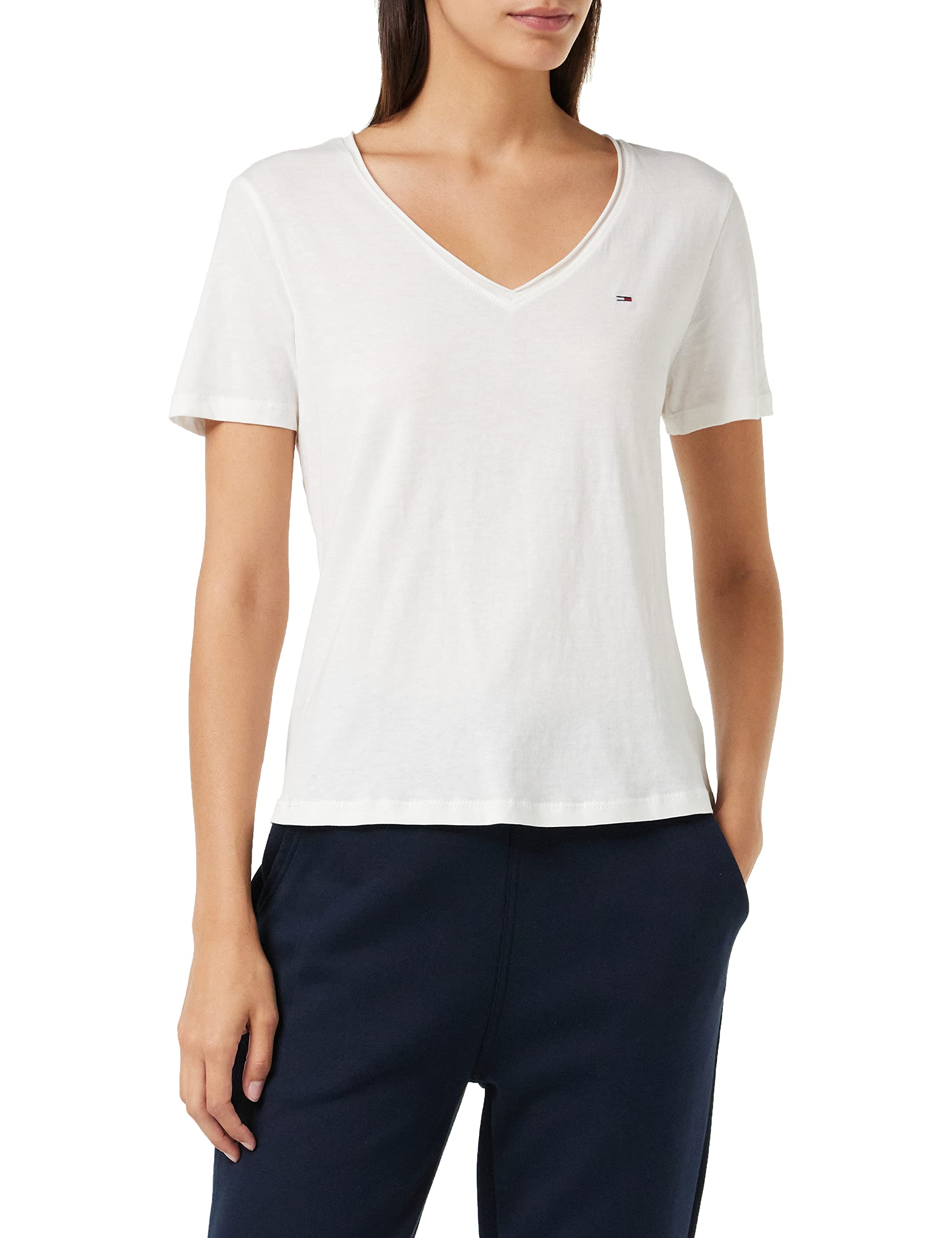 Tommy Hilfiger Tjw Slim Jersey V Neck Camiseta para Mujer