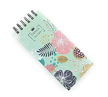 IDYLLIC Aqua Floral Print Wire Bound Spiral Diary Notebook to do List Planner