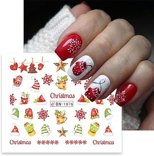 Miniatura 7 de Calcomanías de arte de uñas de Navidad, calcomanías de transferencia de agua, lindas estrellas de Navidad, calcomanías de transferencia de agua,