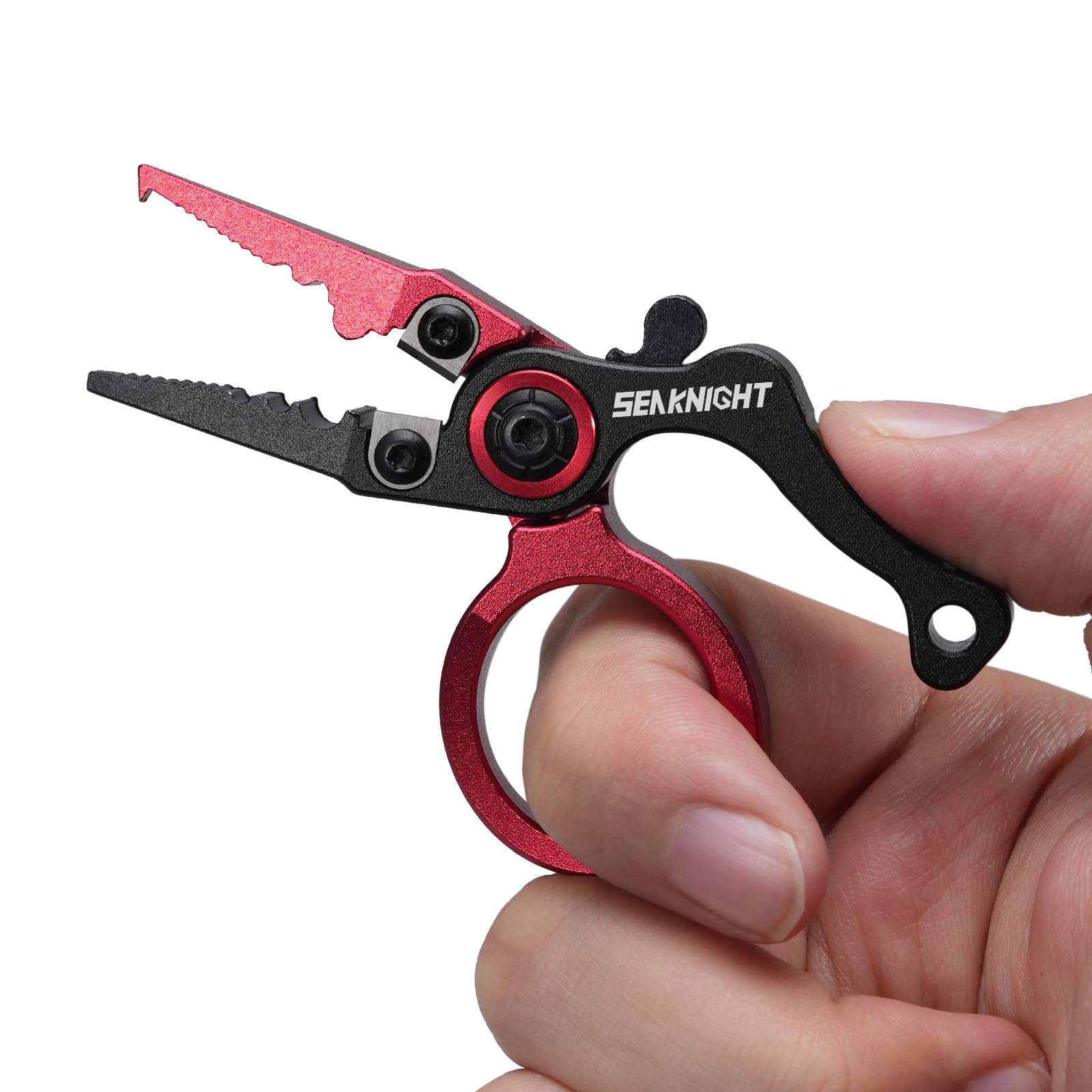 Seaknight Mini Fishing Pliers SK007 79mm Portable 28g Ultralight Multifunctional Fishing Tool Line Cutter Hook Remover Aluminum Alloy Fishing Pilers Fishing Accessories (Red)