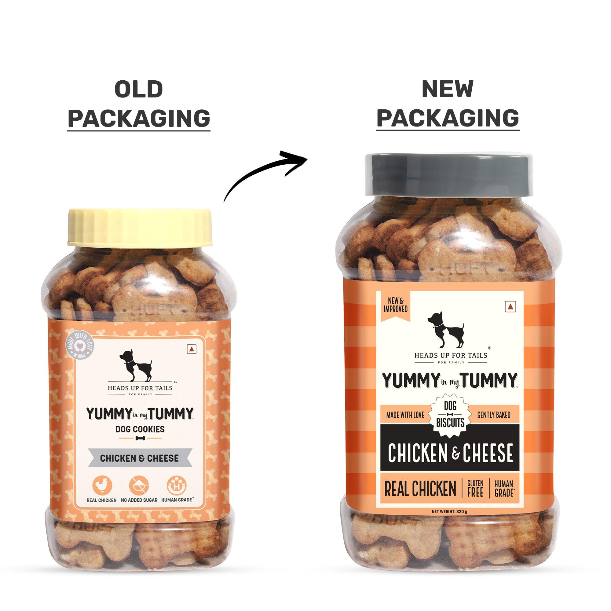 Yummy in My Tummy by HUFT Chicken & Cheese Dog Biscuits β 320 gm | Crunchy & Healthy Treats for Puppies (2+ Months) & Adult Dogs | High-Protein Snack | Ideal Training Treat for All Breeds Dogs 1