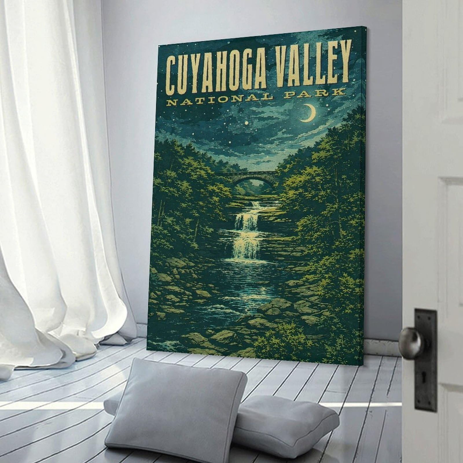 Junmoney Cuyahoga Valley National Park Vintage Canvas Art Print 24x36inch(60x90cm), for Front Hall, Corridor Or Welcome Spaces, Home Artwork for First Impressions