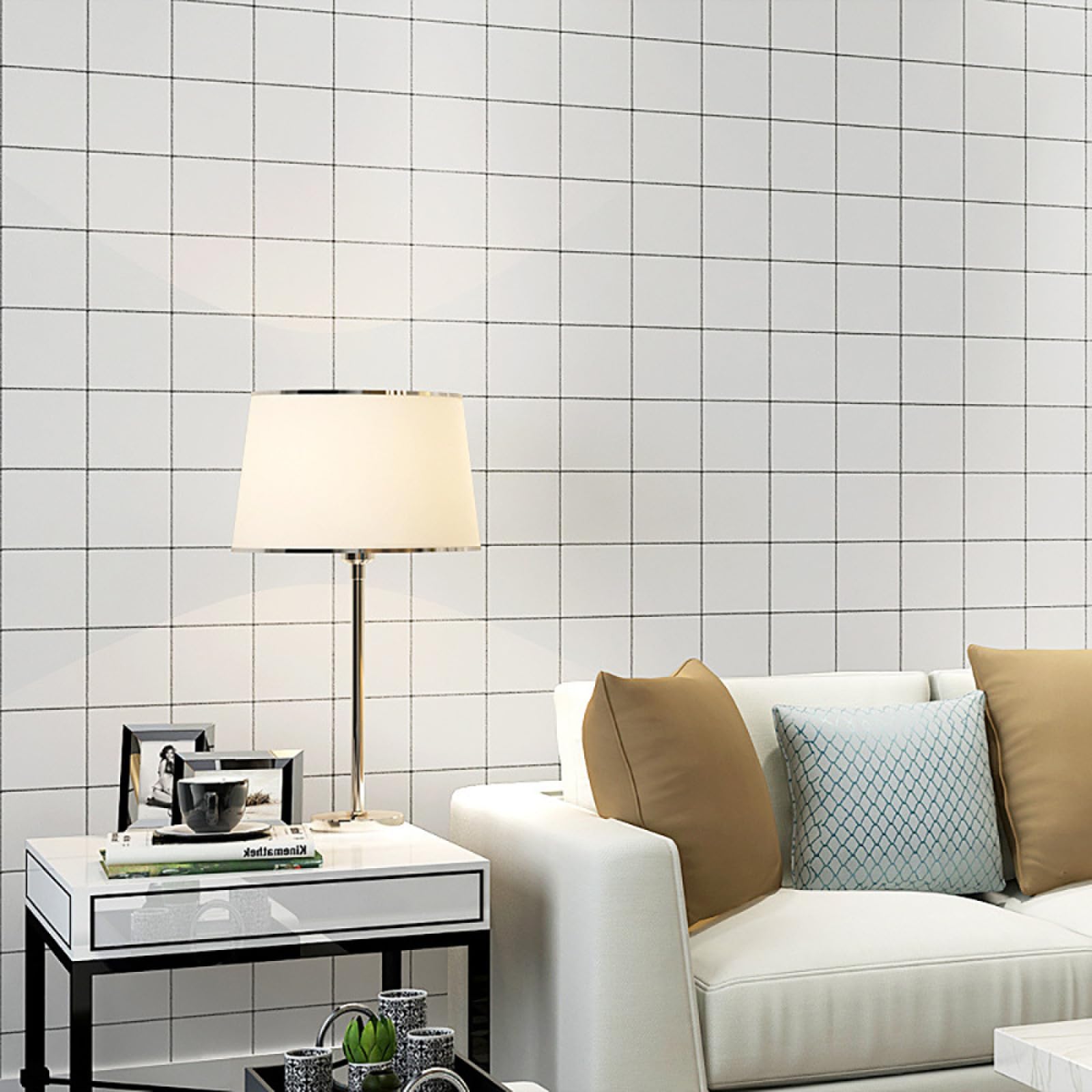 Piastrelle Adesive Cucina Effetto Bianco Pavimento pvc Adesivo Mobili Decorazioni Piastrelle Adesive Bagno Impermeabile Resistenza all'olio Mattonelle Adesive