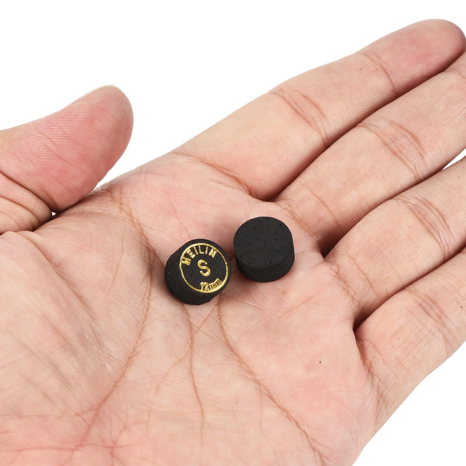 PATIKIL 12mm Billar Taco Puntas, 2 Paquete Suave Múltiples Capas Pool Billar Taco Puntas Laminado Pegamento Snooker Palo Punta Billar Accesorios, Negro