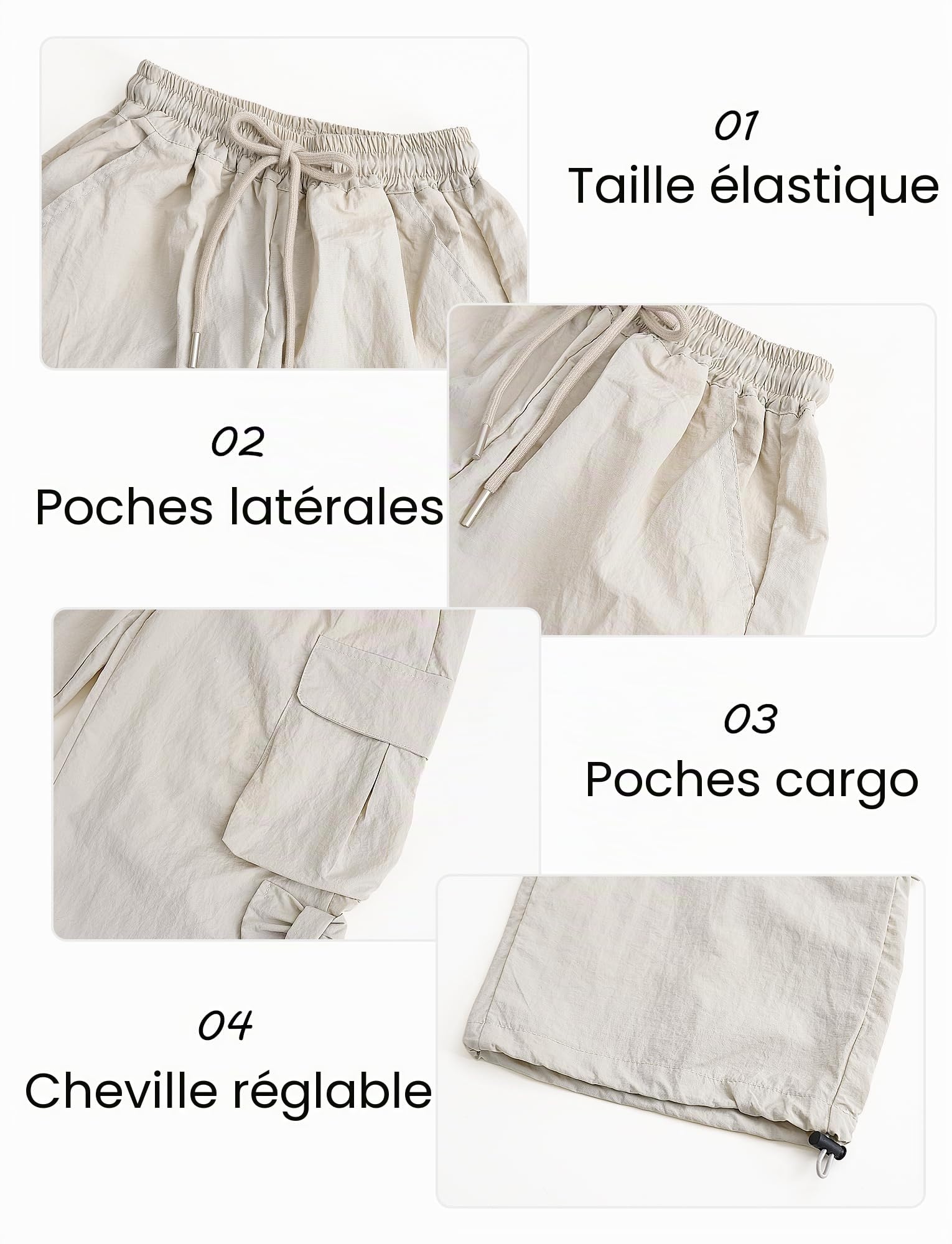 Maeau Pantalon Cargo Noeud Papillon Pantalon Jambe Large Baggy Pantalons Taille Élastique Haute pour Enfant Fille 5-14 Ans