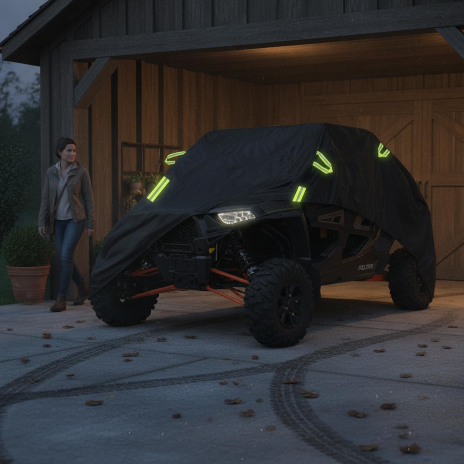 Qianly Utv-Abdeckung wetterfest fahrzeugabdeckung elastisch abdeckplane für gelände, Schwarz, 126 Zoll L, 59 Zoll B, 67 Zoll H 2-3 Sitze