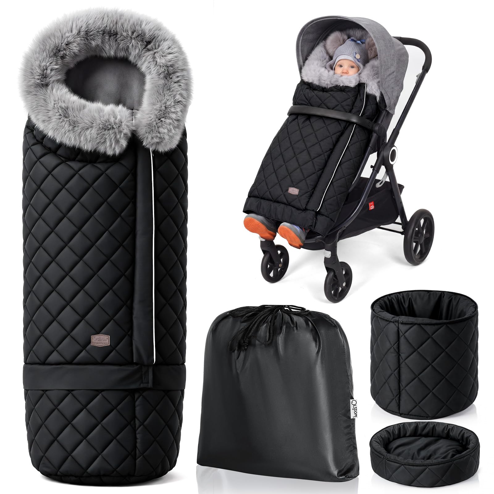 Orzbow Footmuff for Pushchair Universal, Easy-Access Zipper