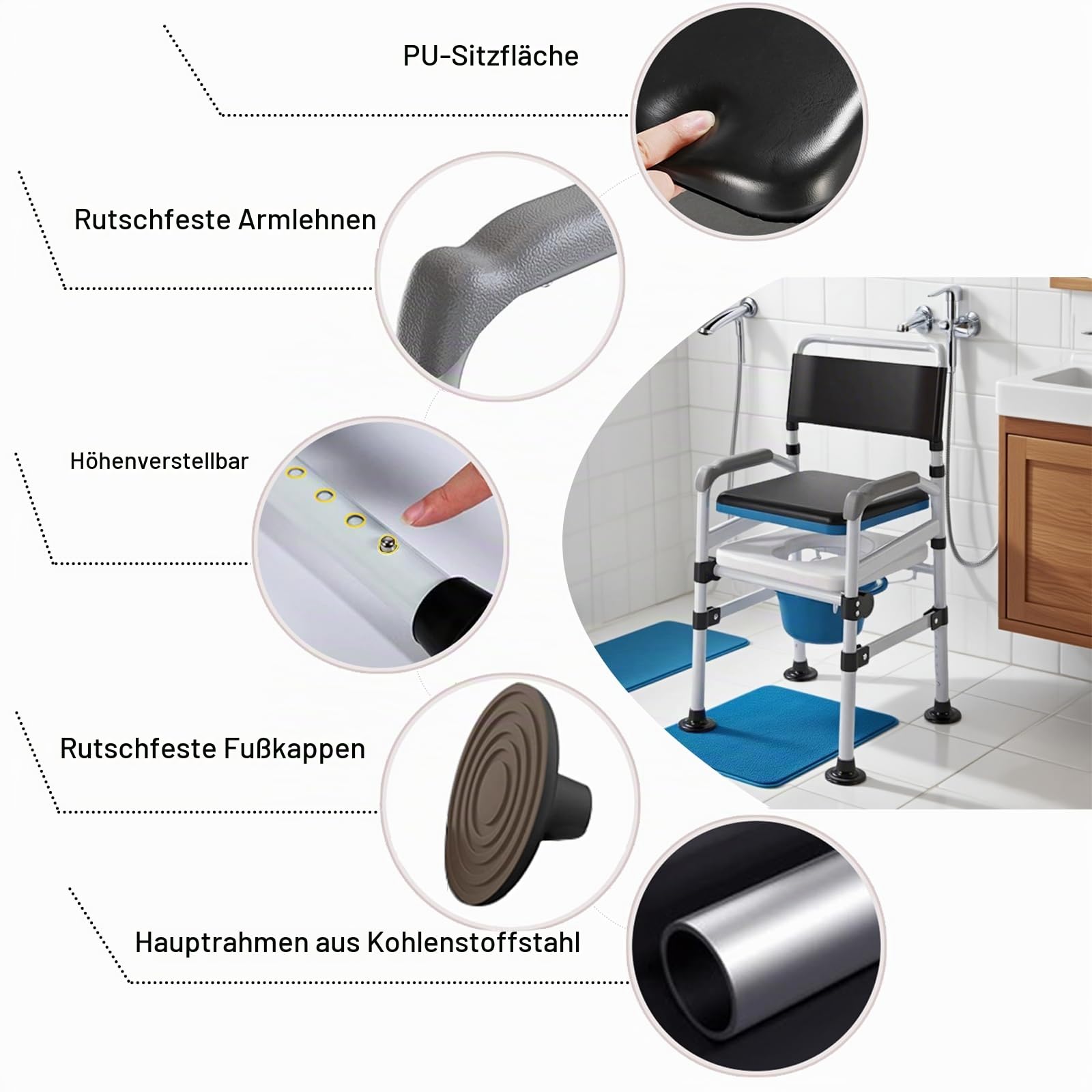 Medizinischer Toilettenstuhl,Toilettenstuhl Klappbar