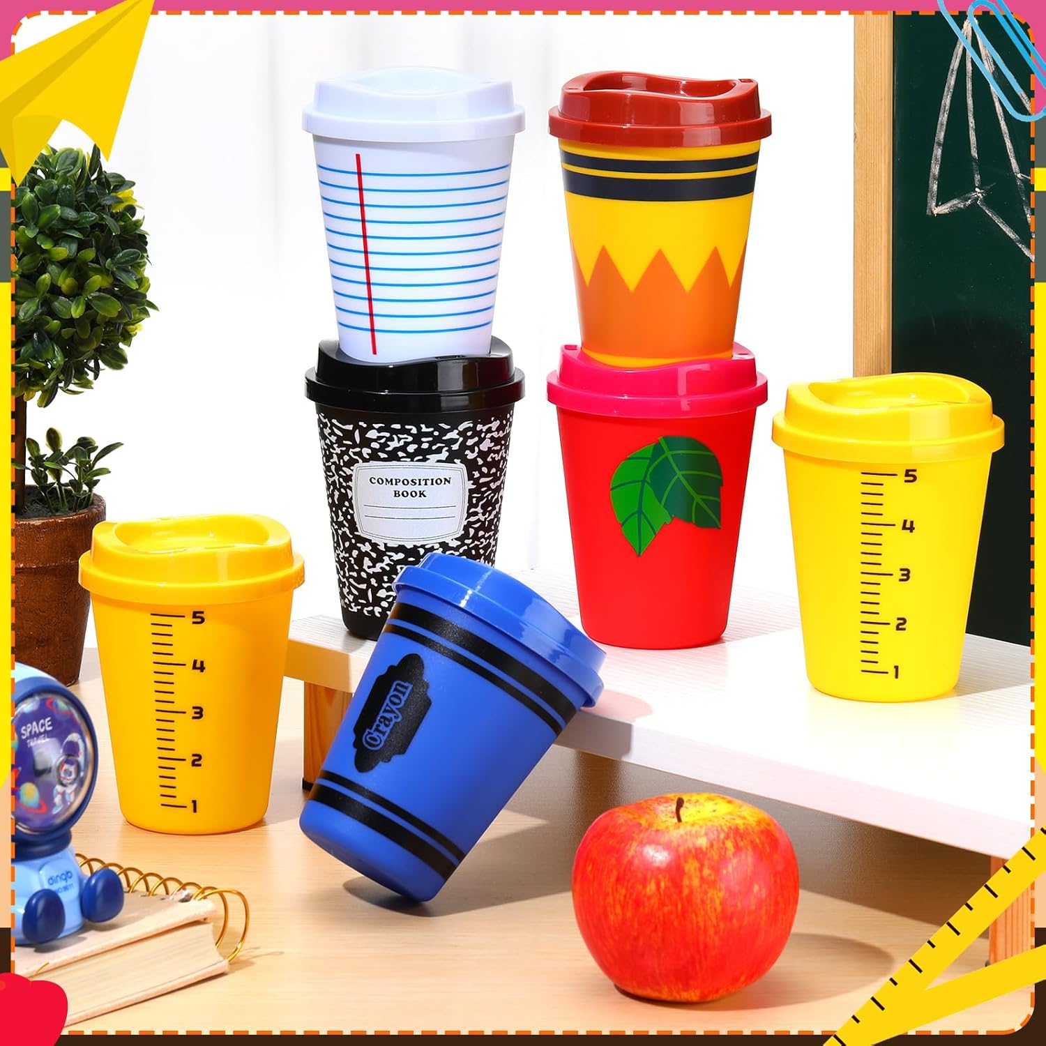 Skylety Teacher Appreciation Gift Bulk Valentines Teacher Gifts 12oz Appreciation Tumblers Reusable Plastic Coffee Cups with Lids(12 Pcs) - Image 4