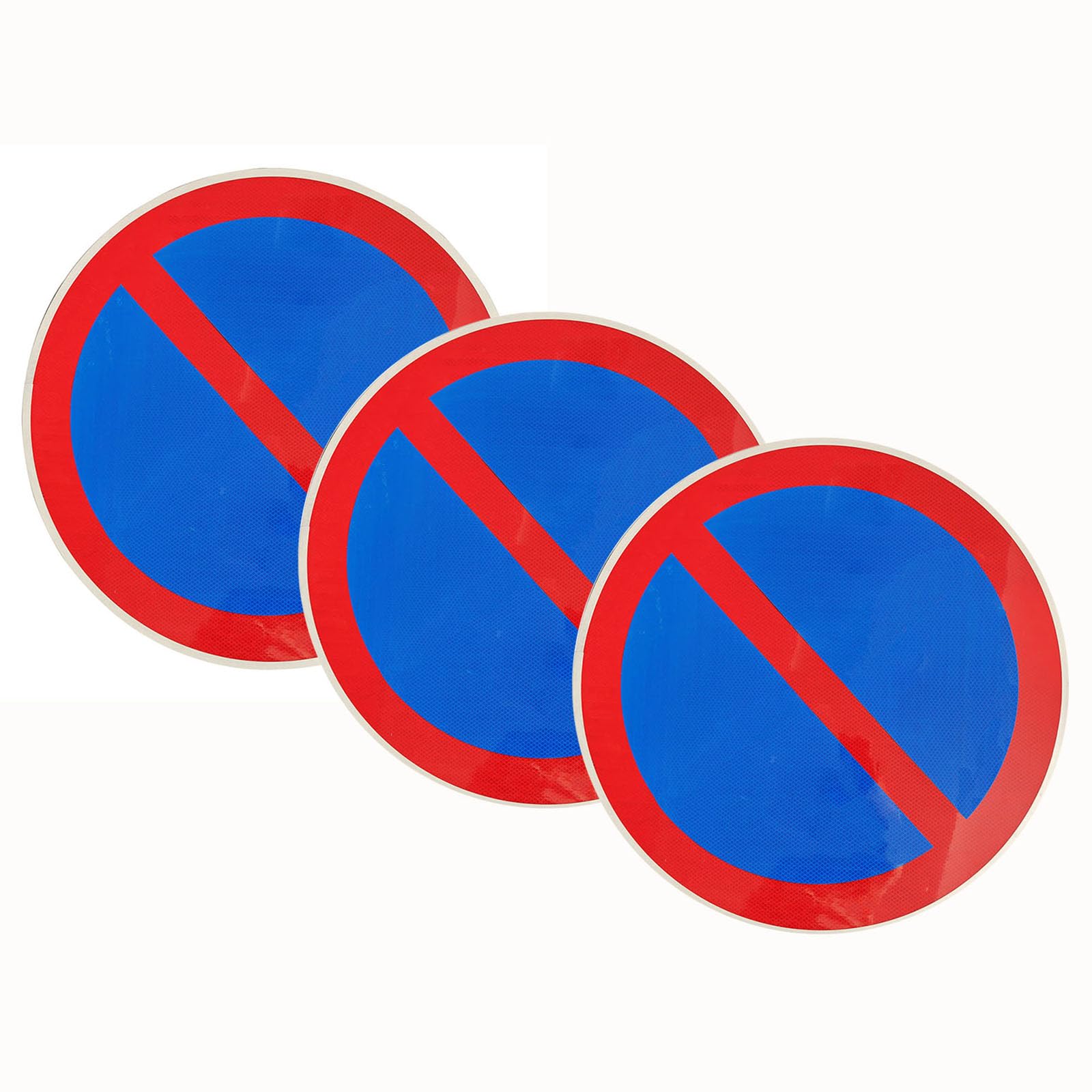 Señal prohibido aparcar redonda de metal de 60 cm para exteriores de aluminio duradero resistente a los rayos UV impermeable antioxidante con accesorios (3PCS, 60cm)