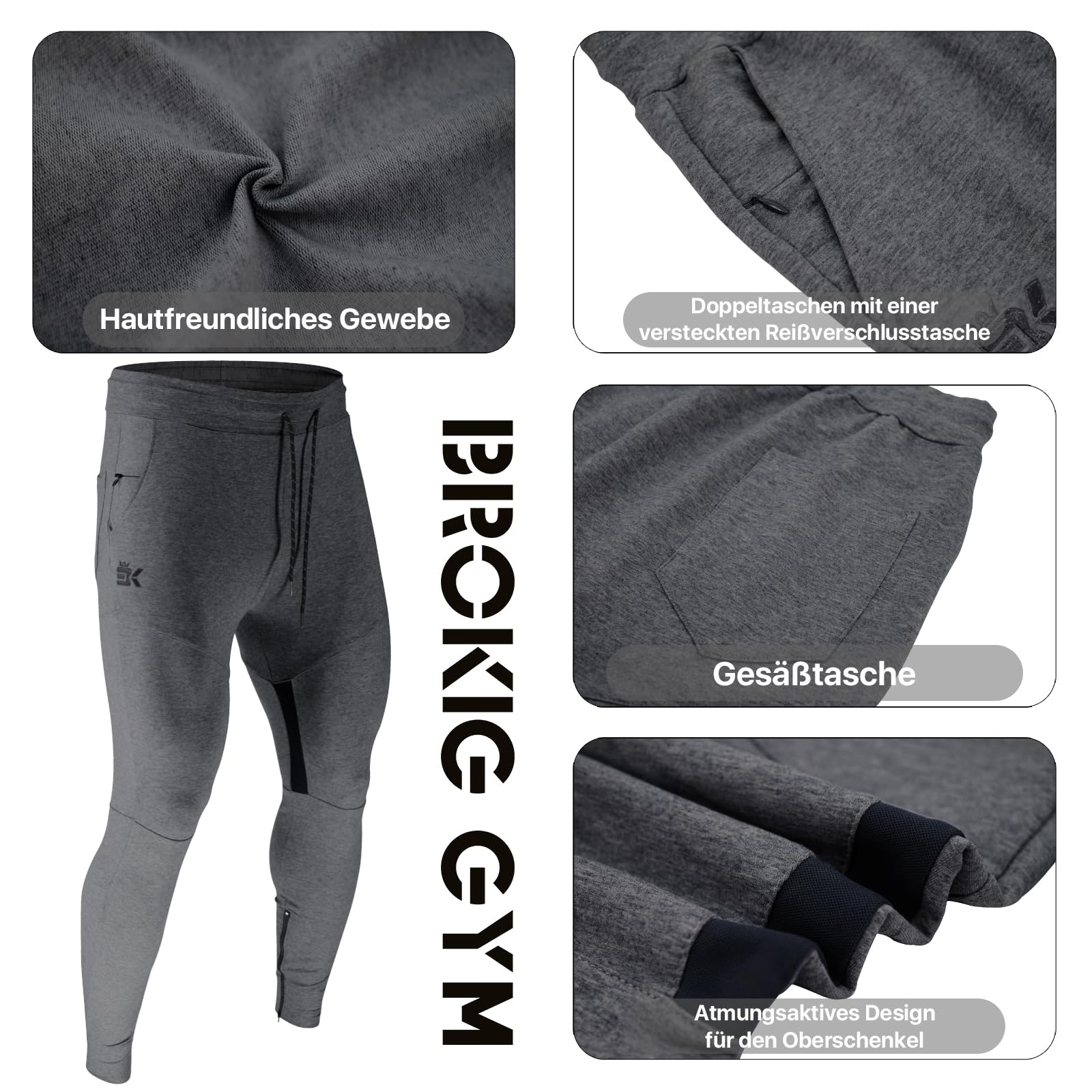 BROKIG Jogginghose Herren Baumwolle Sport Trainingshose | Joggers Sporthose Herren Lang Fitness Slim Fit Hose, Laufhose Herren Lang, Gym Hose Herren