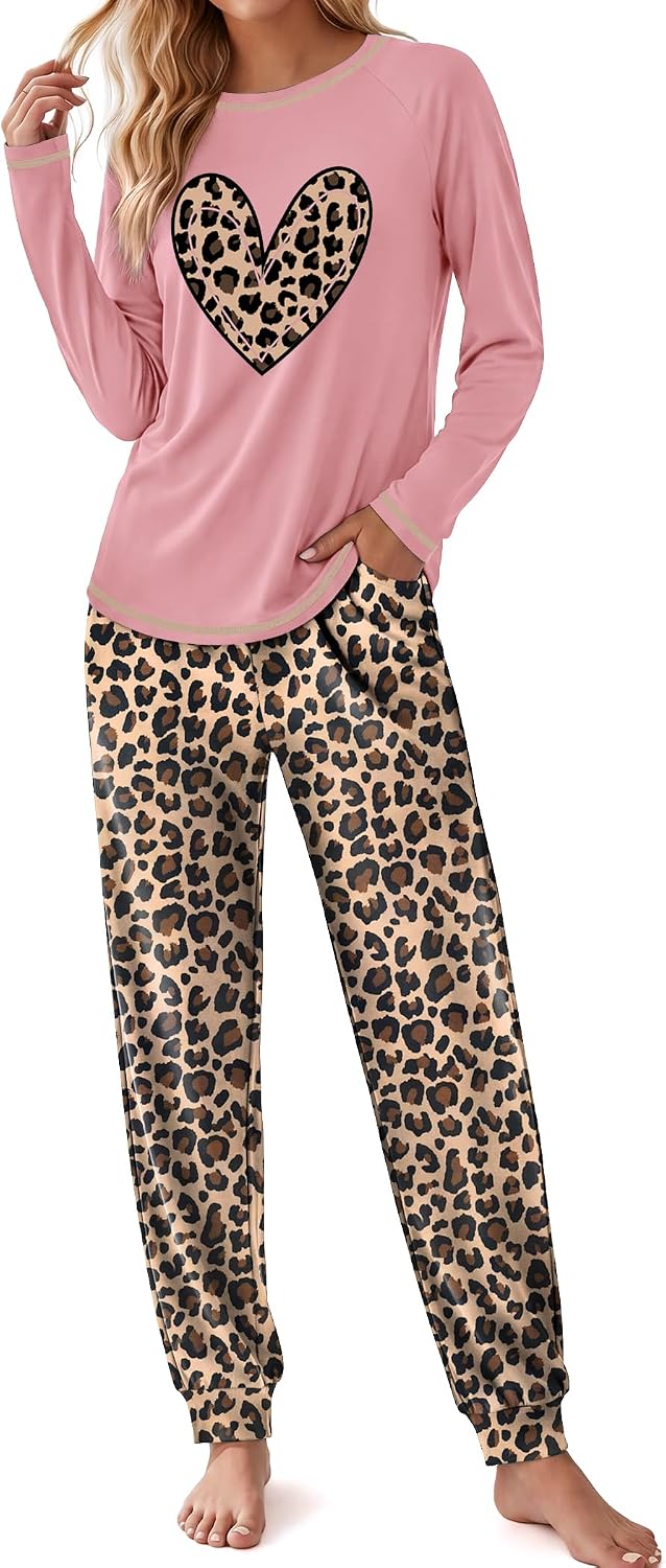 Ekouaer Women Pajama Sets Jogger Sleepwear Printed Lounge Set with Pockets image 2